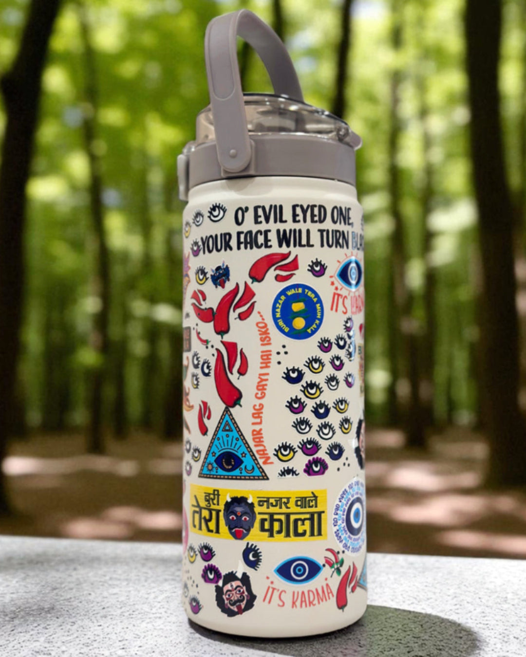 Evil Eye Off-White Flask