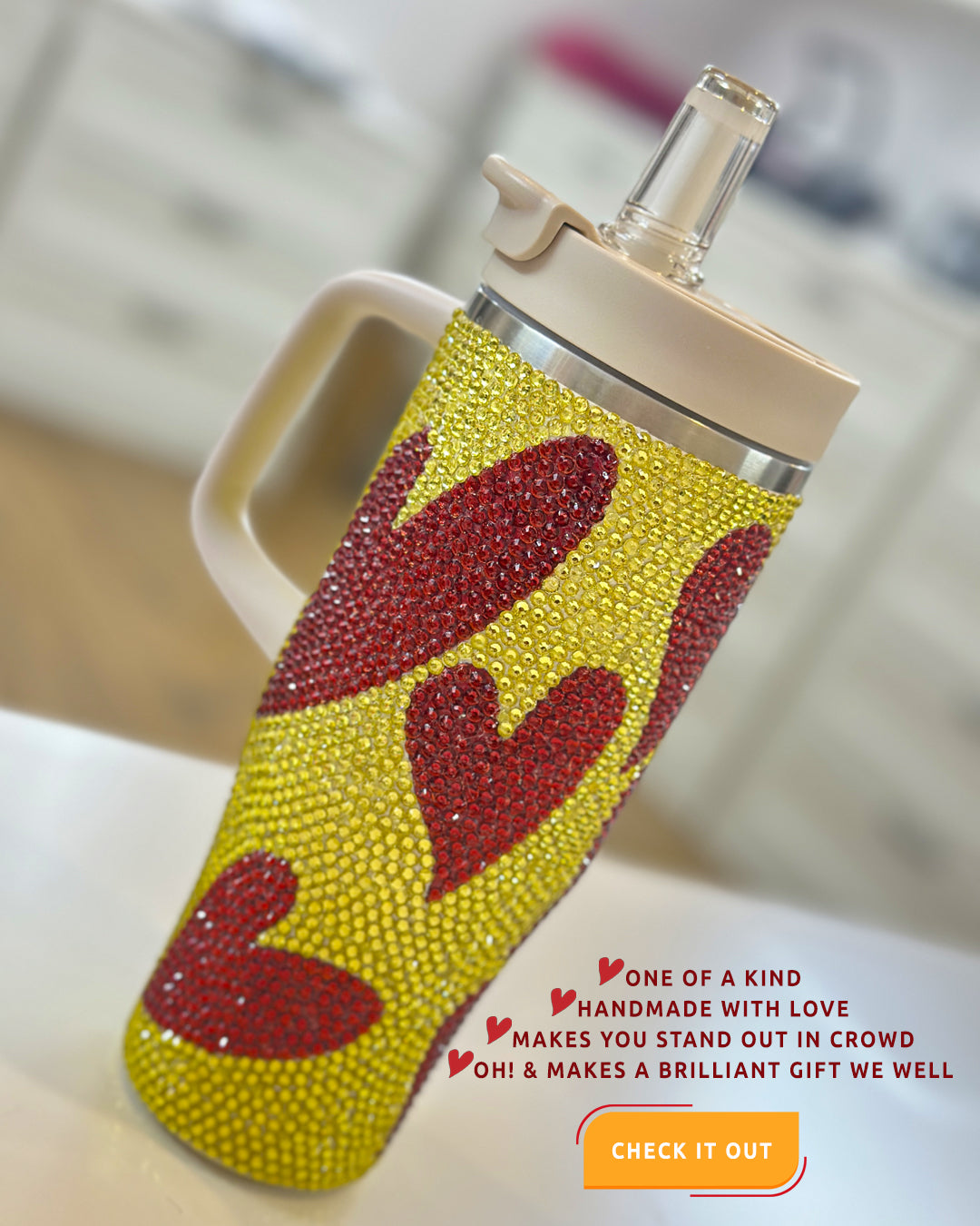 Yellow Heart Rhinestone