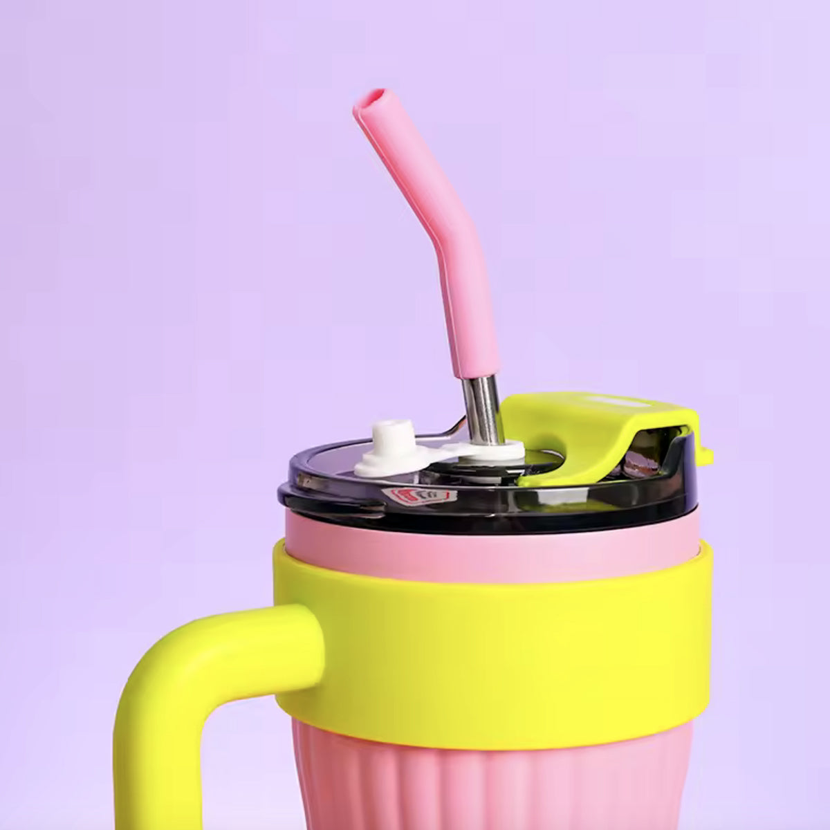 Pink & Yellow Ribbed Sipper