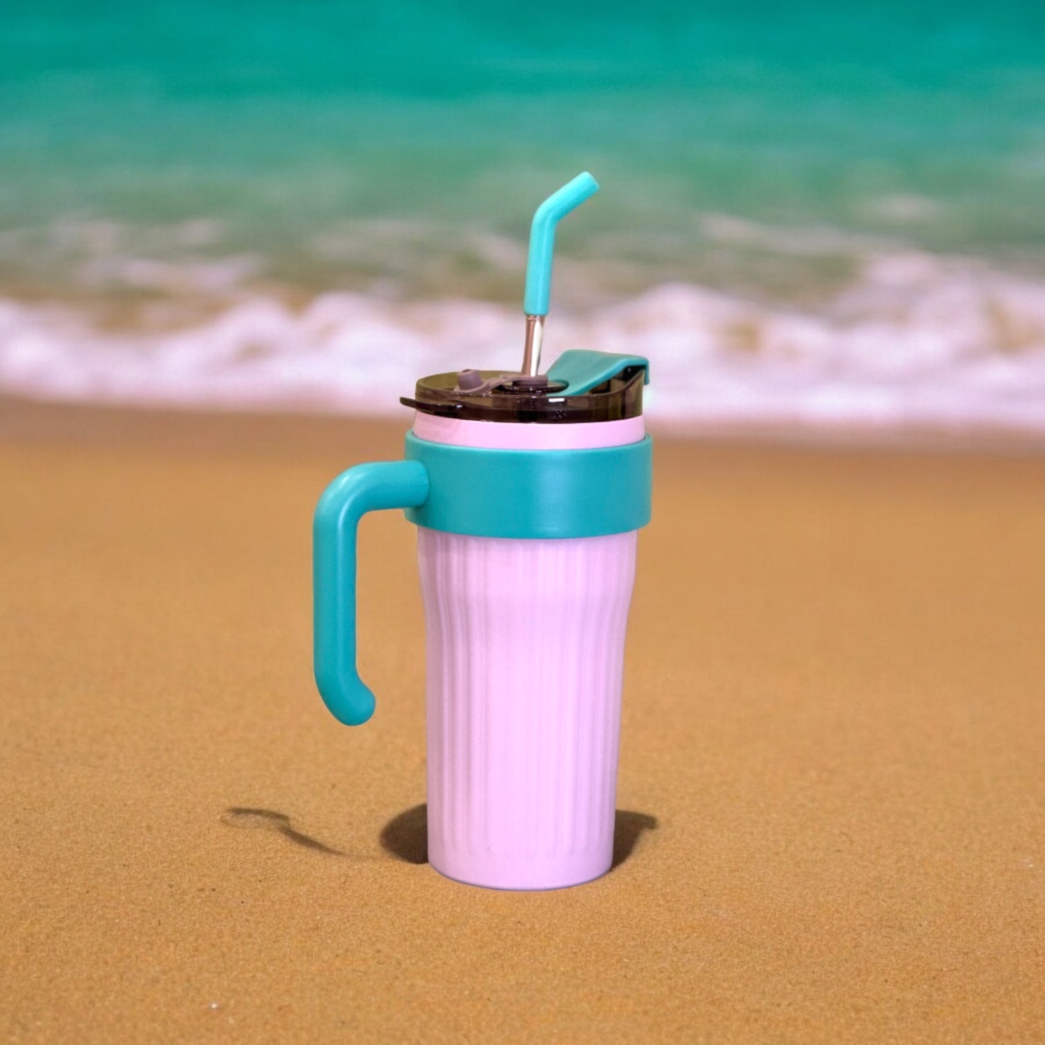 Grey & Green Ribbed Sipper