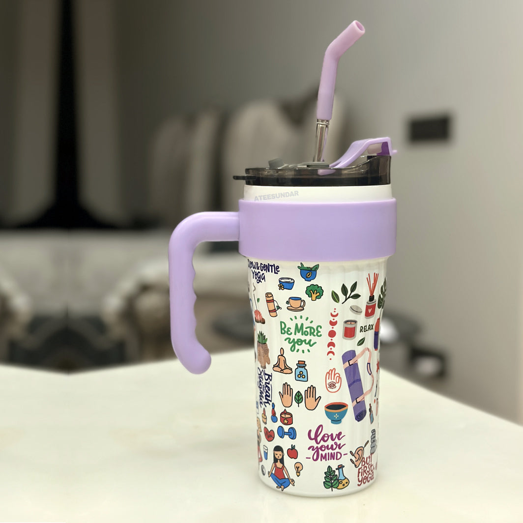 White Ribbed Yoga Tumbler