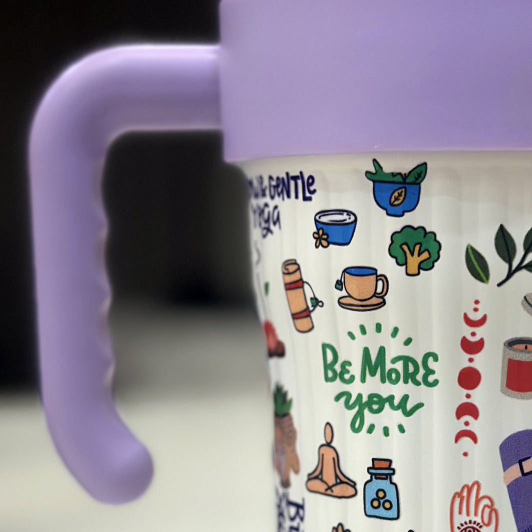 White Ribbed Yoga Tumbler