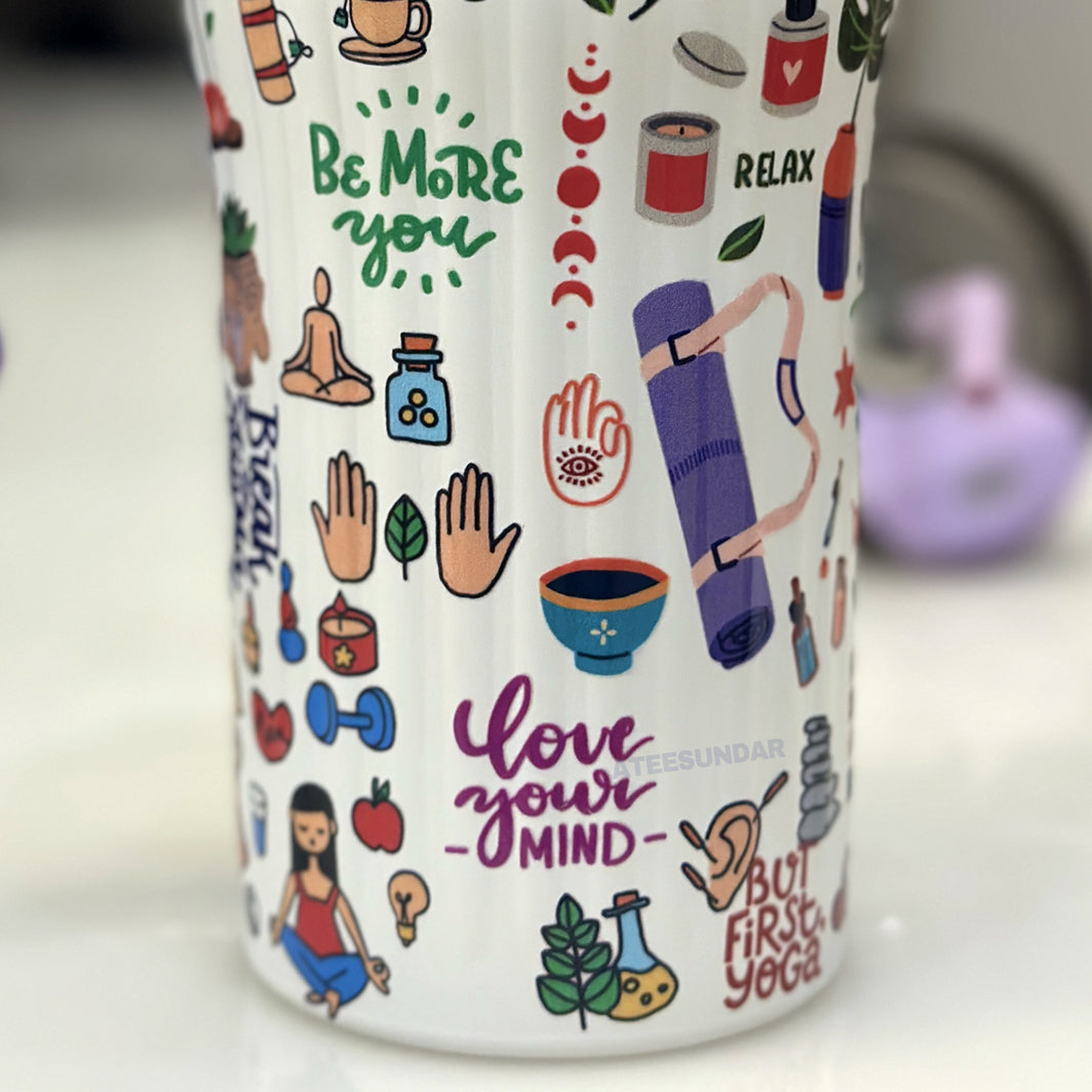 White Ribbed Yoga Tumbler