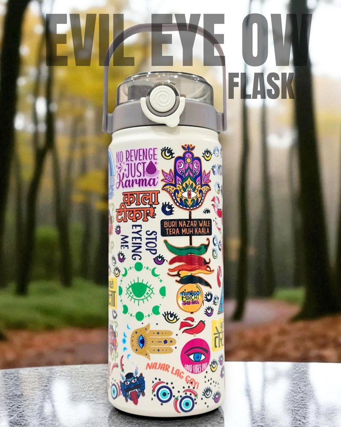 Evil Eye Off-White Flask