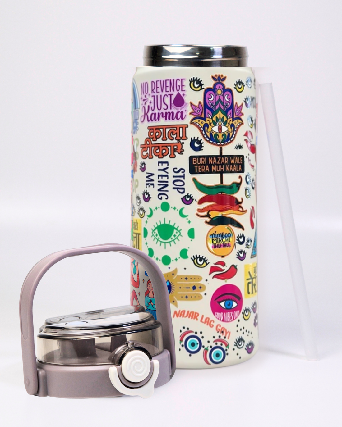 Evil Eye Off-White Flask