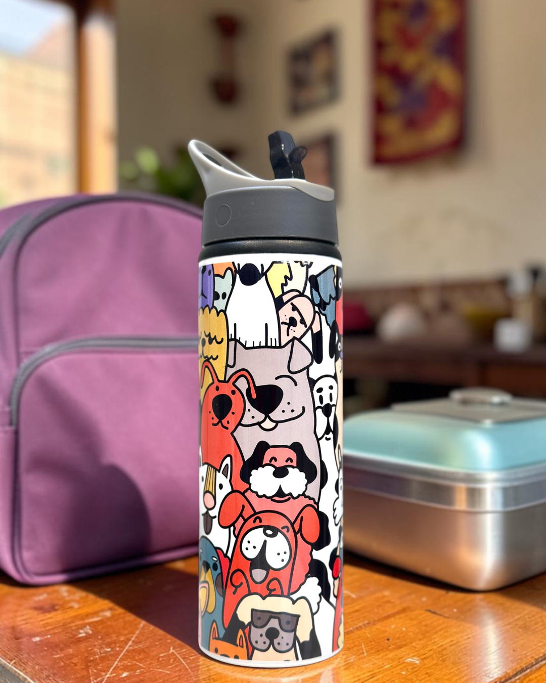 Cute Dogs Aluminium Sipper