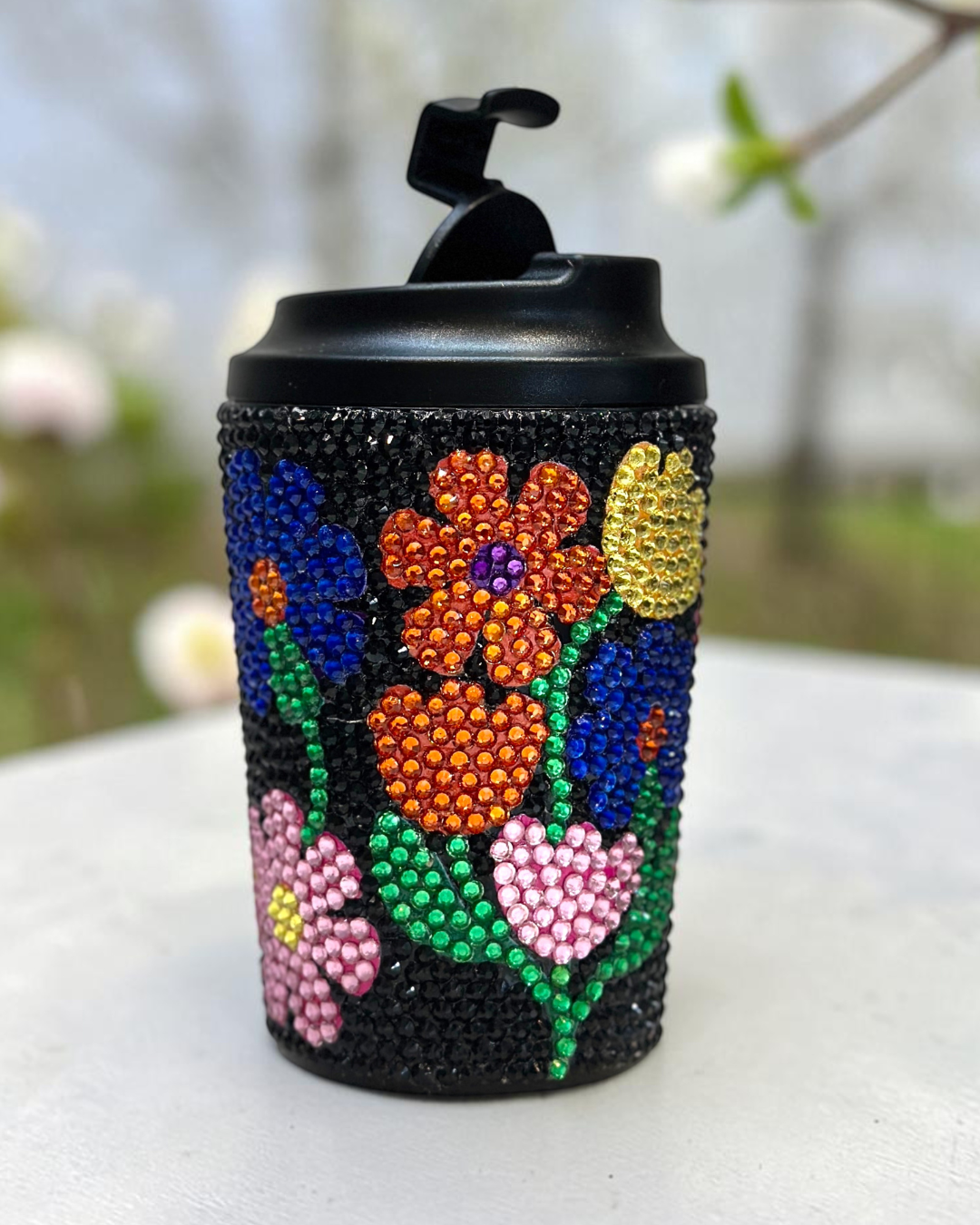 Flowers Rhinestone Tumbler